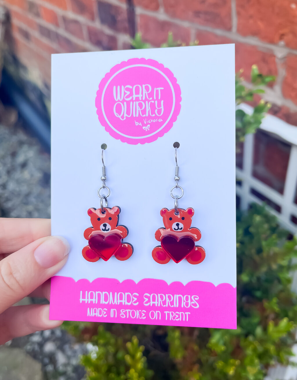 Teddy Bear Dangle Earrings