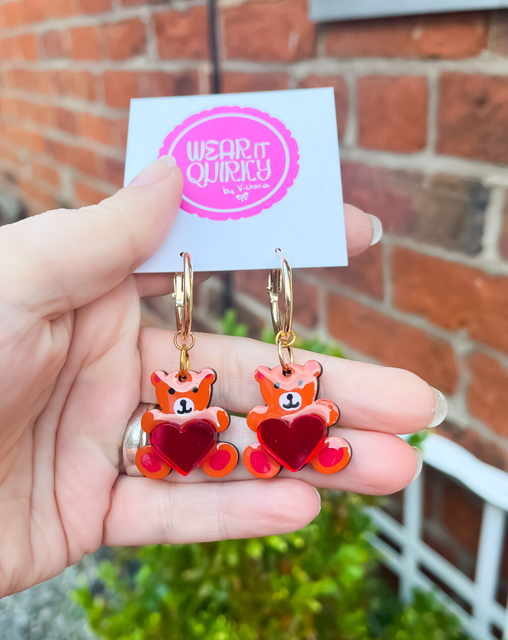 Teddy Bear Dangle Earrings