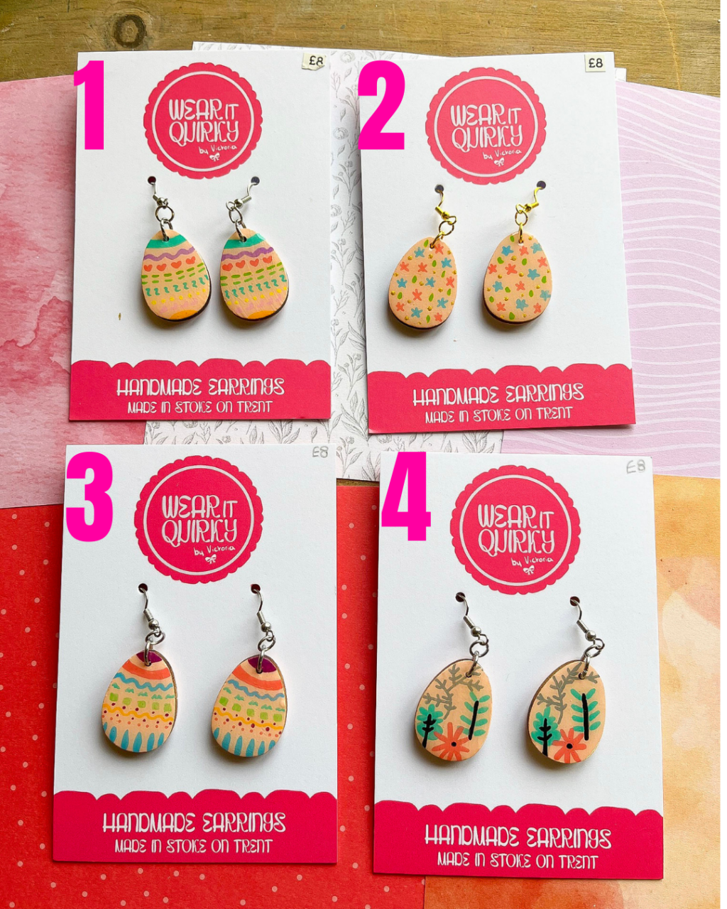 Wooden Easter Egg Dangle Earrings