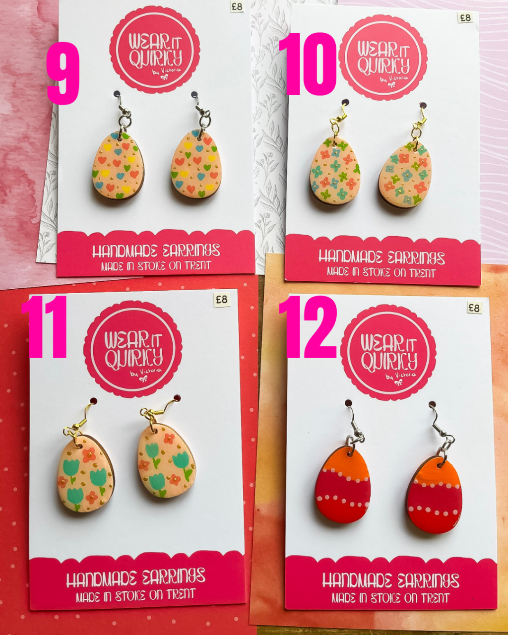 Wooden Easter Egg Dangle Earrings