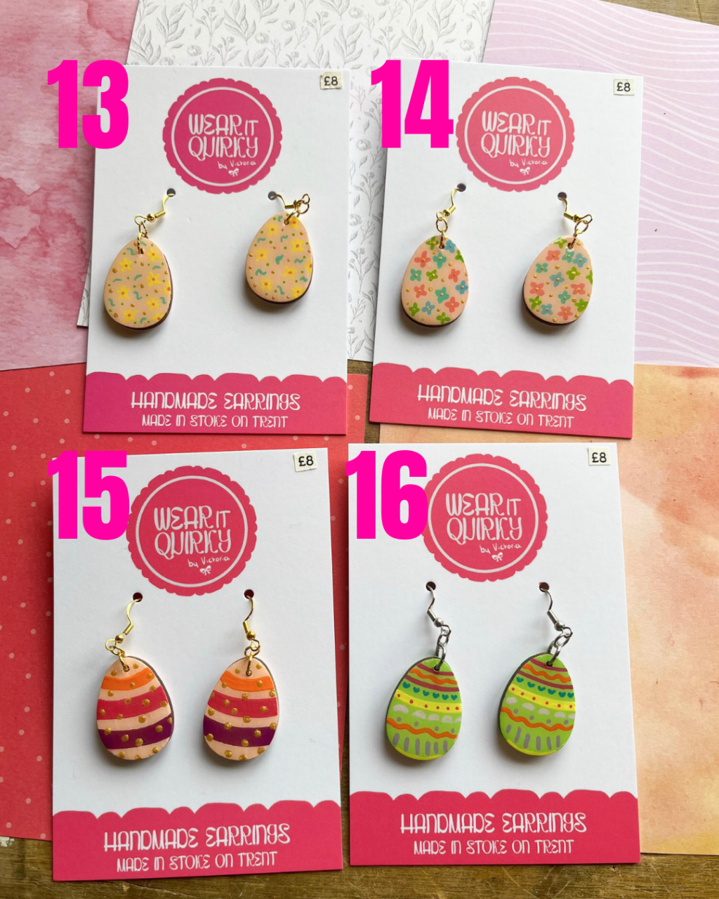 Wooden Easter Egg Dangle Earrings