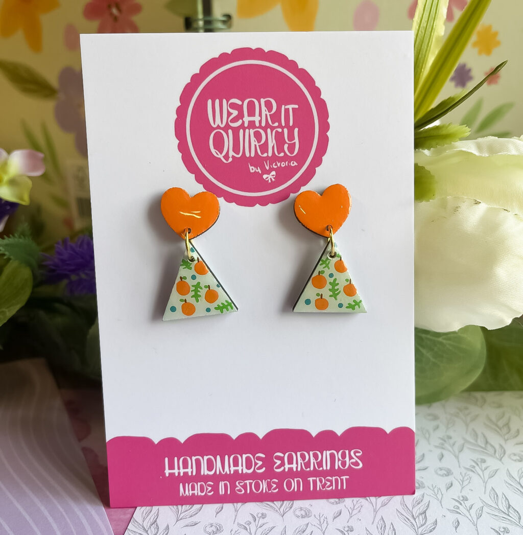 Orange Design Stud Earrings