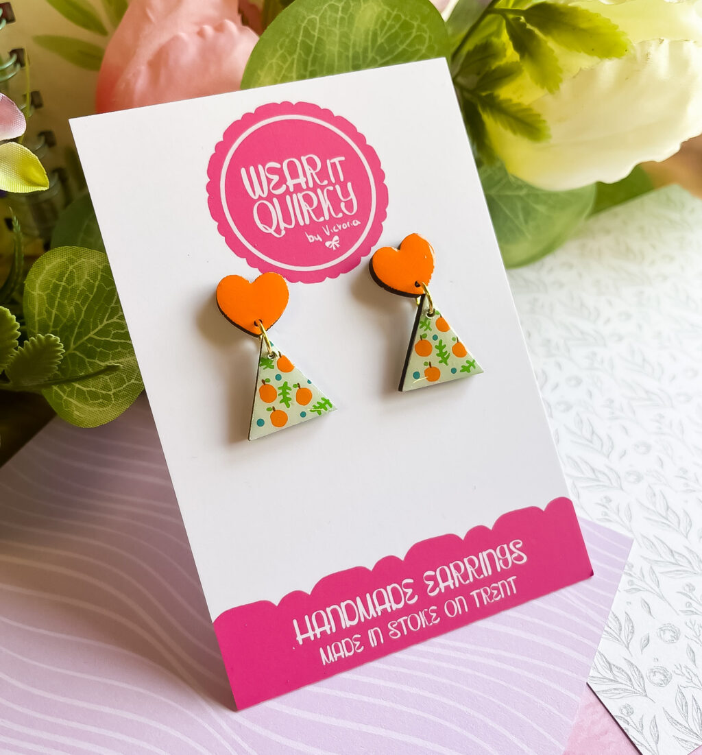 Orange Design Stud Earrings