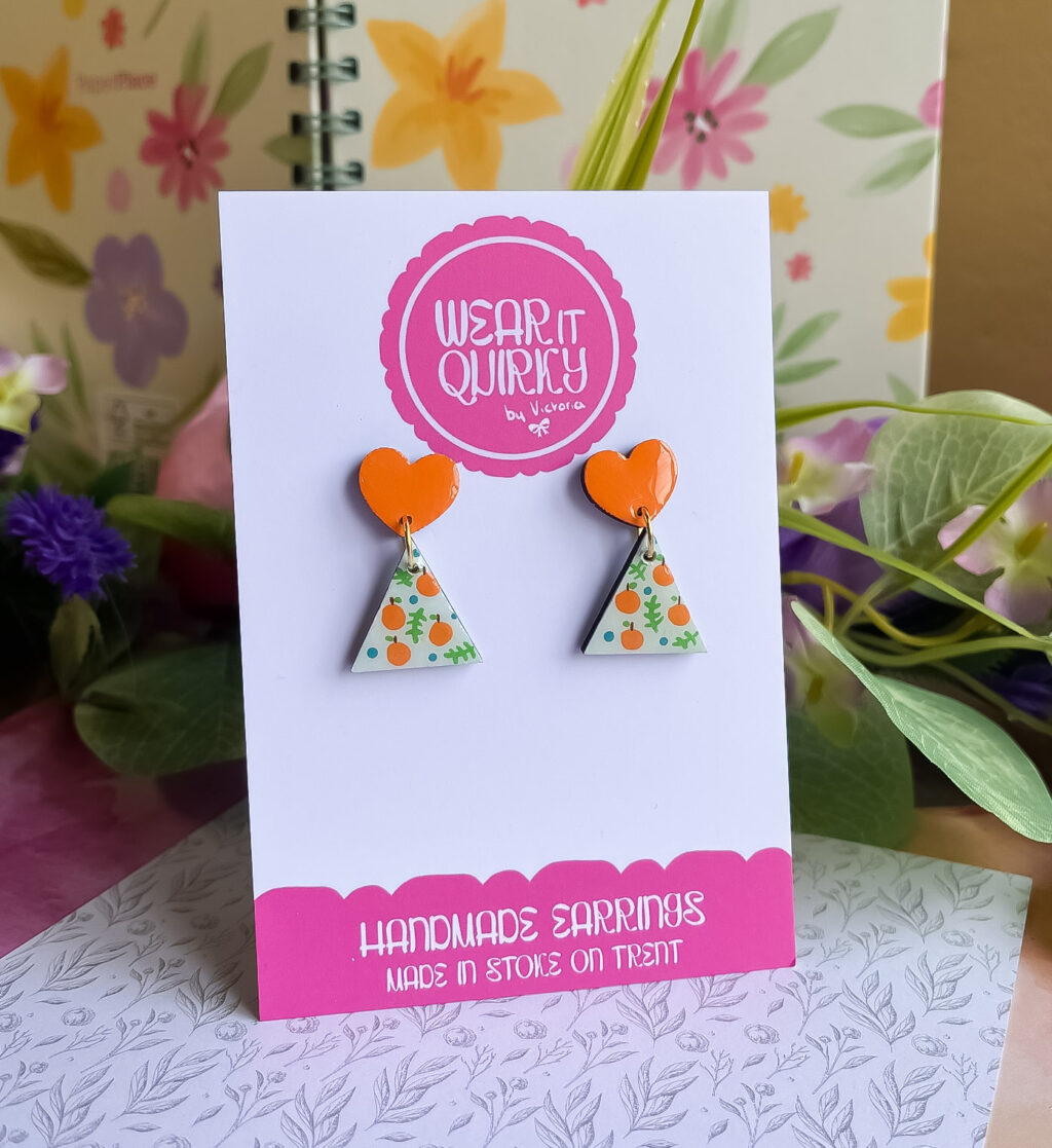 Orange Design Stud Earrings