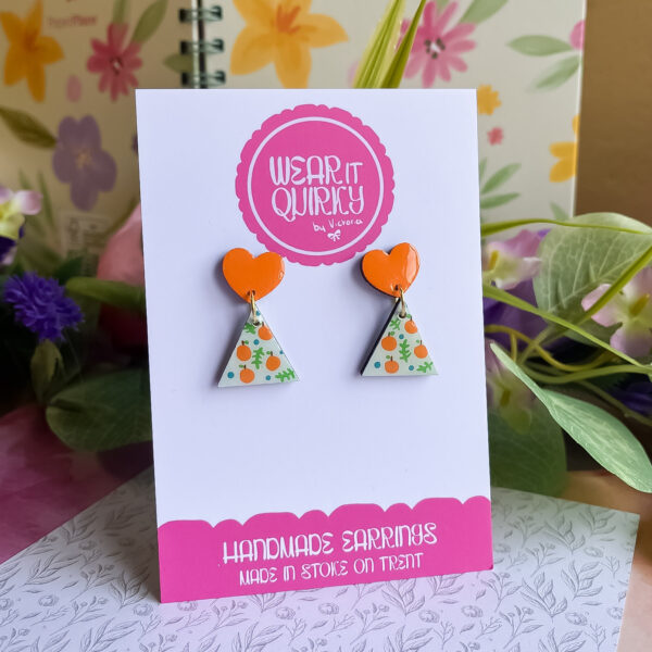 Orange Design Stud Earrings