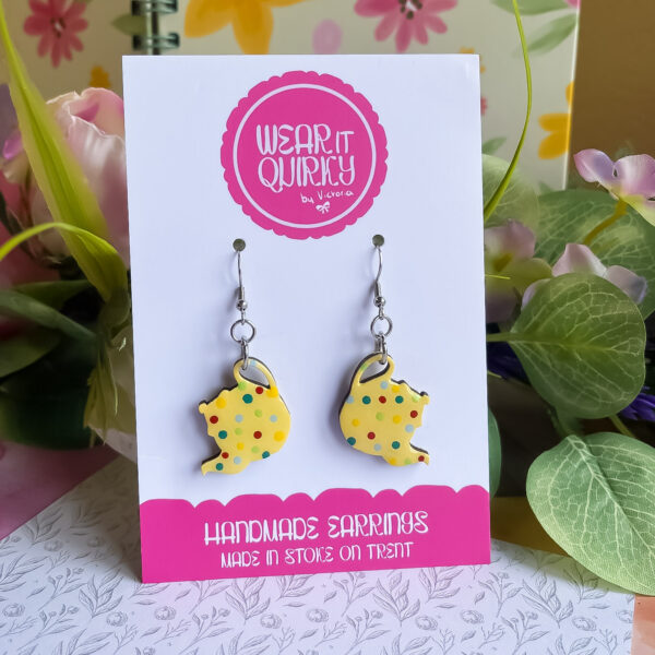 Spotty Teapot Dangle Earrings