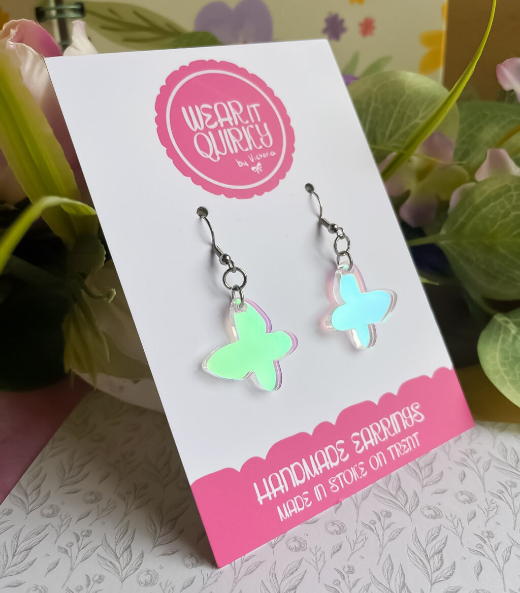 Iridescent Butterfly Dangle Earrings