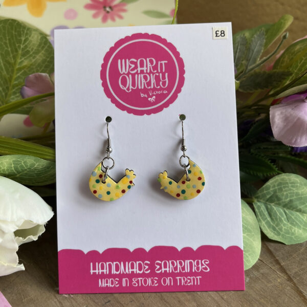 Spotty Chicken Dangle Earrings