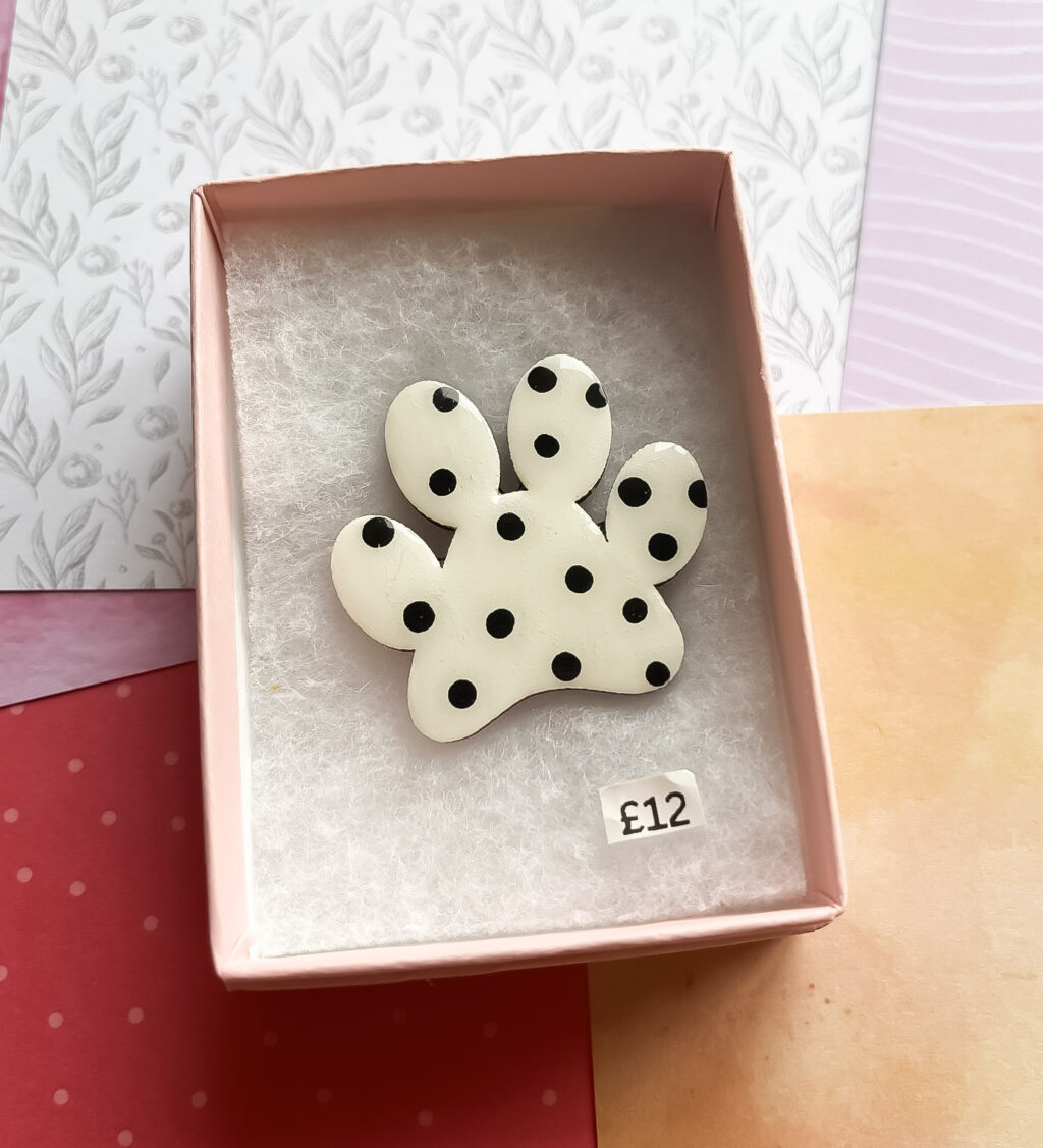 Dalmatian Dog Paw Brooch