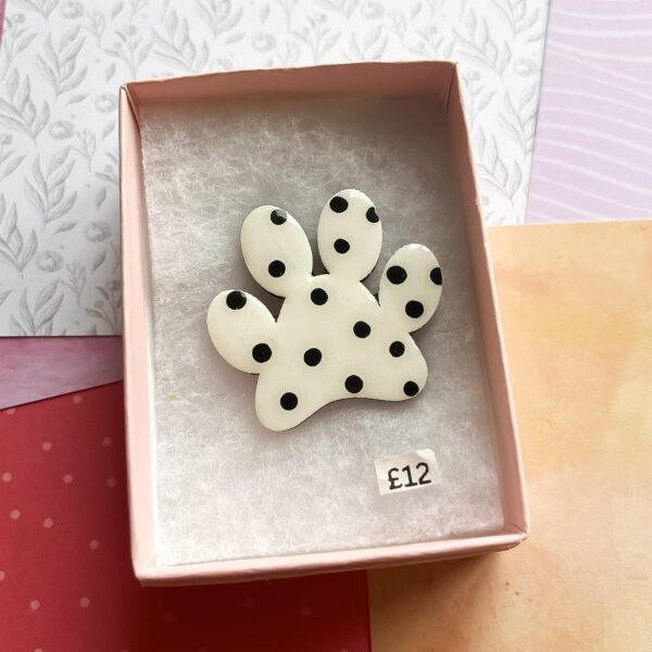 Dalmatian Dog Paw Brooch