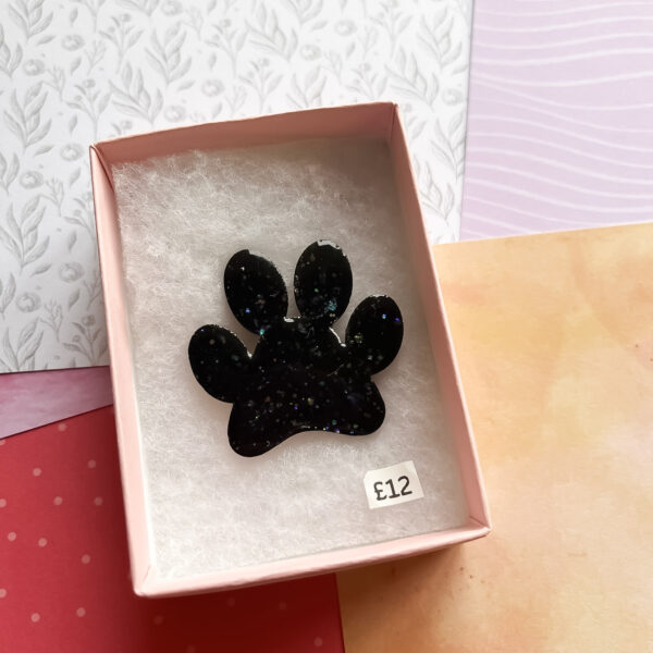 Black Dog Paw Brooch