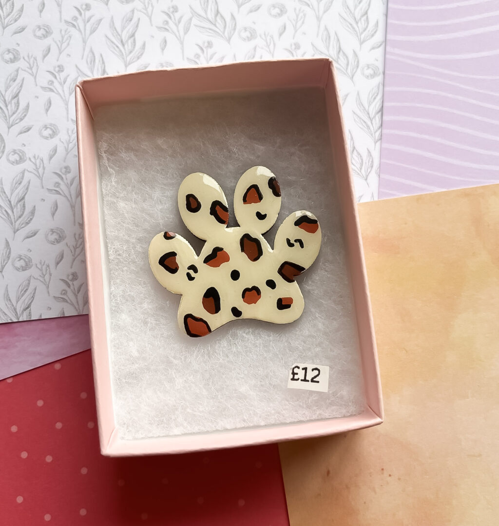 Leopard Print Dog Paw Brooch