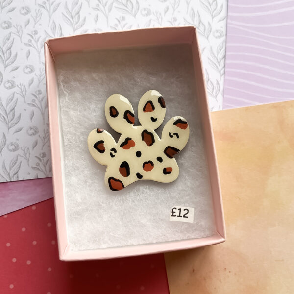 Leopard Print Dog Paw Brooch