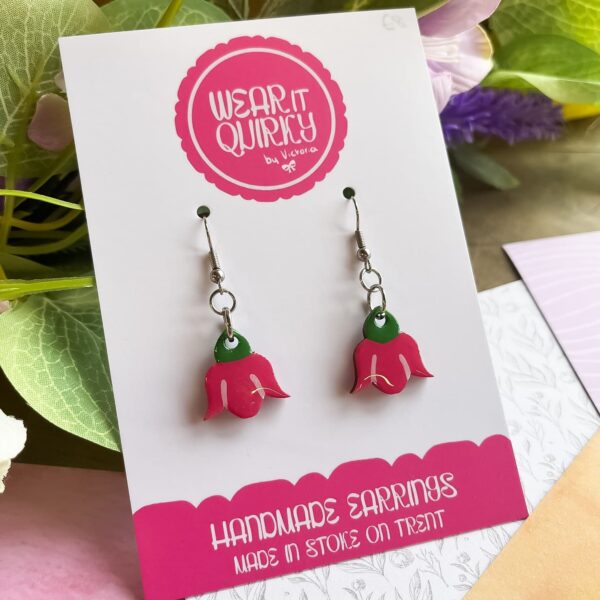 Pink Flower Dangle Earrings