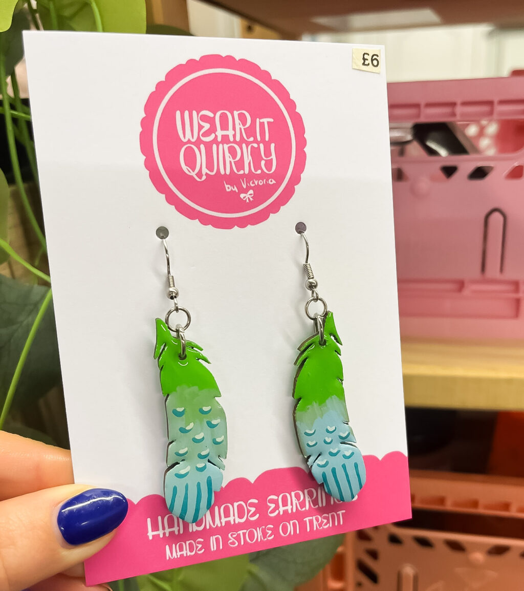 Budgie Feather Dangle Earrings