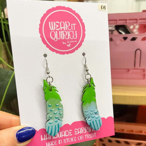 Budgie Feather Dangle Earrings