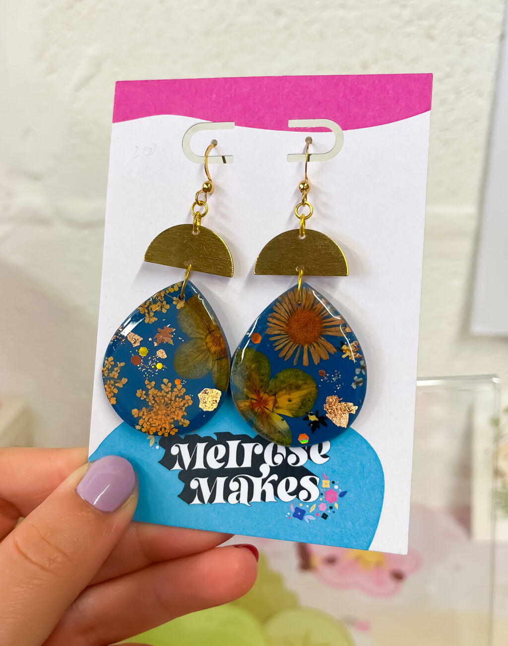 PRE LOVED Blue Bloom Flower Earrings
