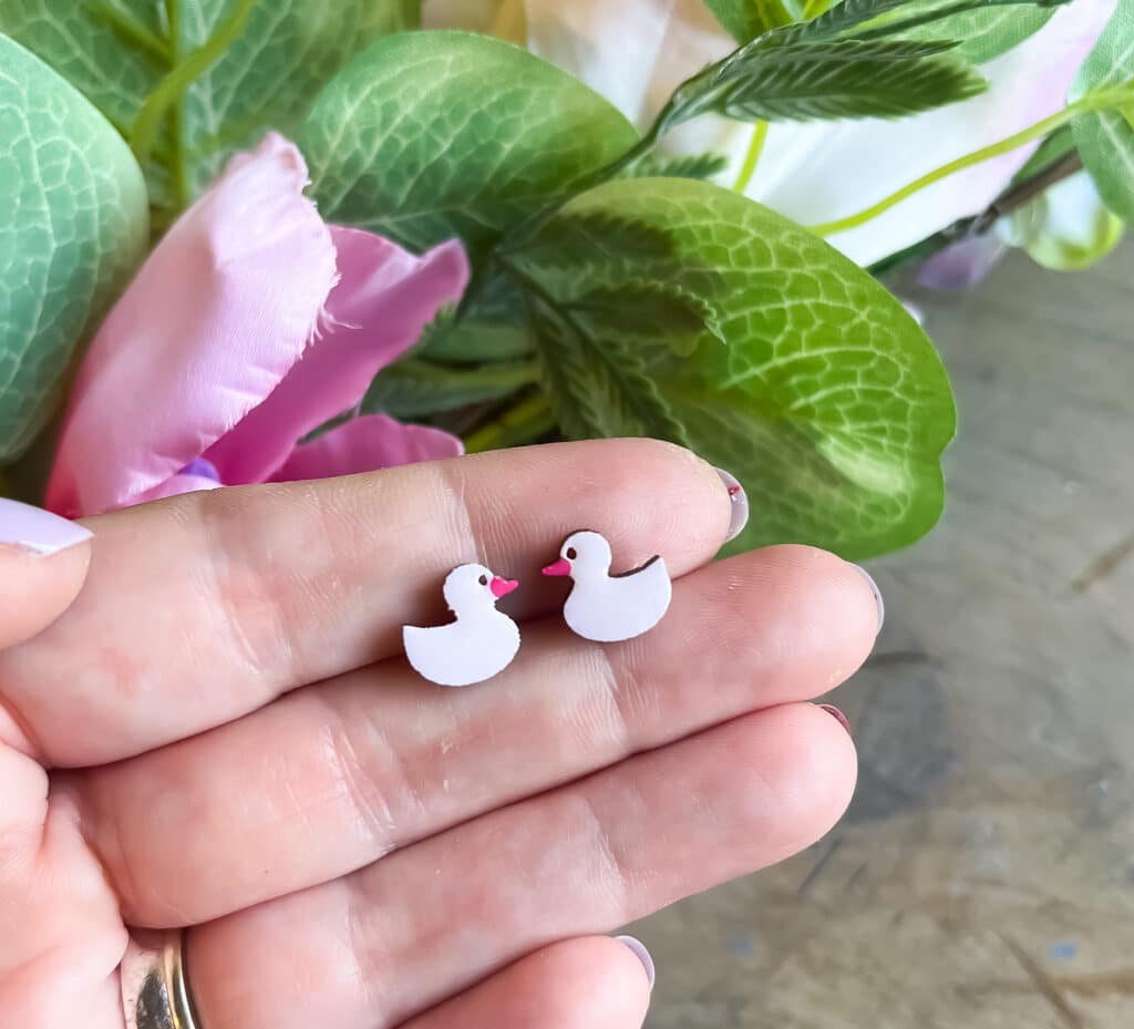 Mini Lilac Duck Stud Earrings