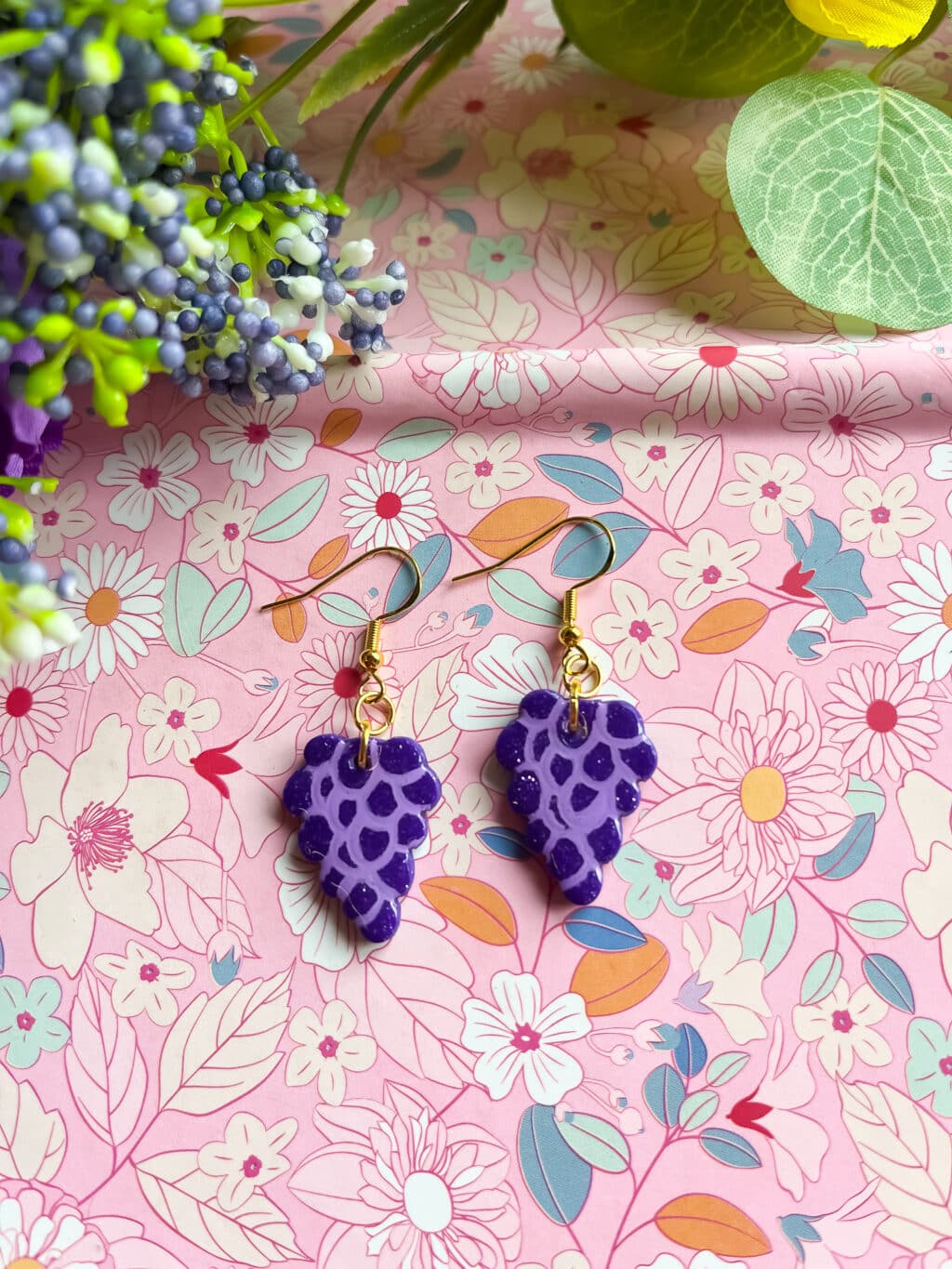 Purple Grapes Dangle Earrings
