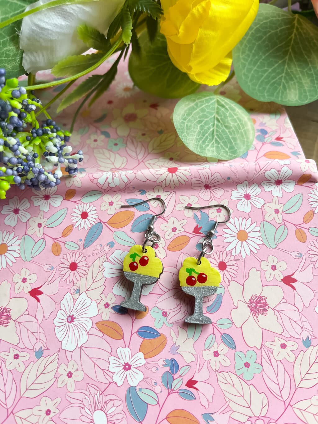 Ice Cream Cherry Sundae Dangle Earrings