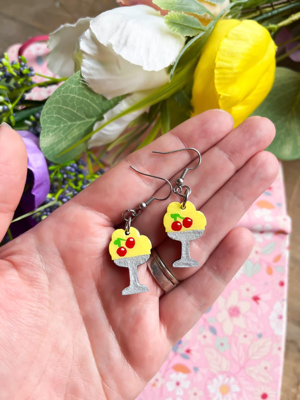 Ice Cream Cherry Sundae Dangle Earrings