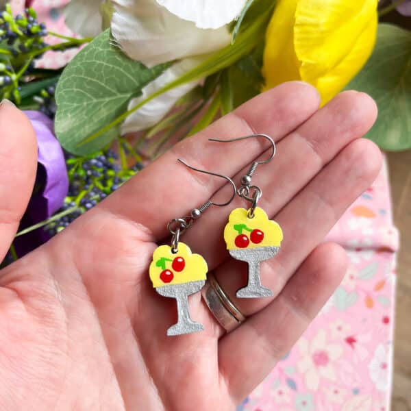Ice Cream Cherry Sundae Dangle Earrings