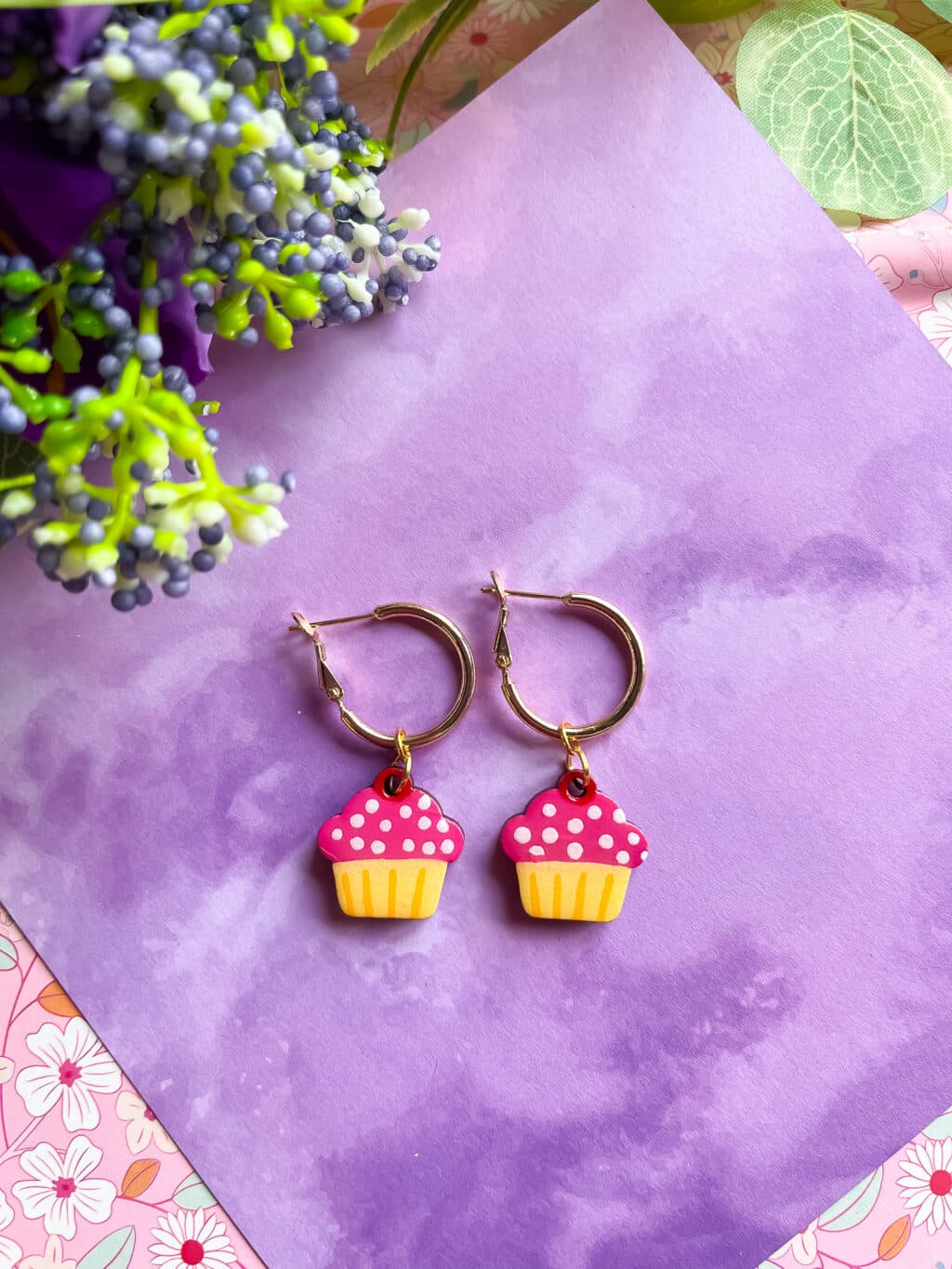 Pink Cupcake Dangle Earrings