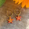 Orange Starfish Dangle Earrings