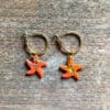 Orange Starfish Dangle Earrings