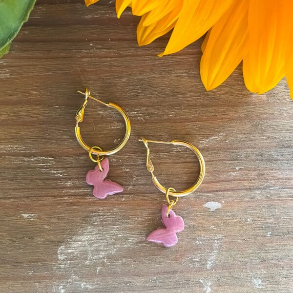 Mini Purple Butterfly Dangle Earrings