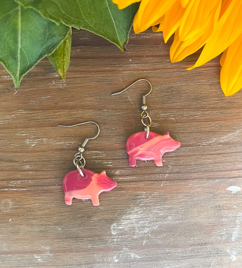Pink Pig Dangle Earrings