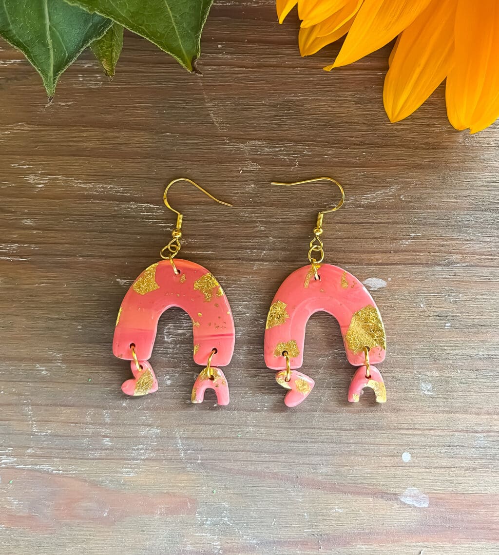 Peach Statement Arch Earrings