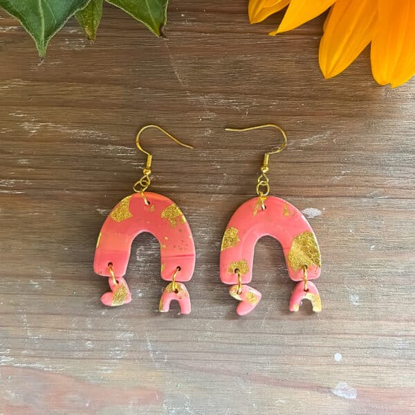 Peach Statement Arch Earrings