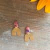 Purple and Gold Stud Earrings