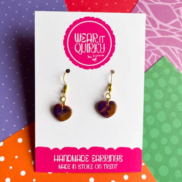 Purple Heart Dangle Earrings