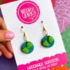Monstera Glitter Dangle Earrings