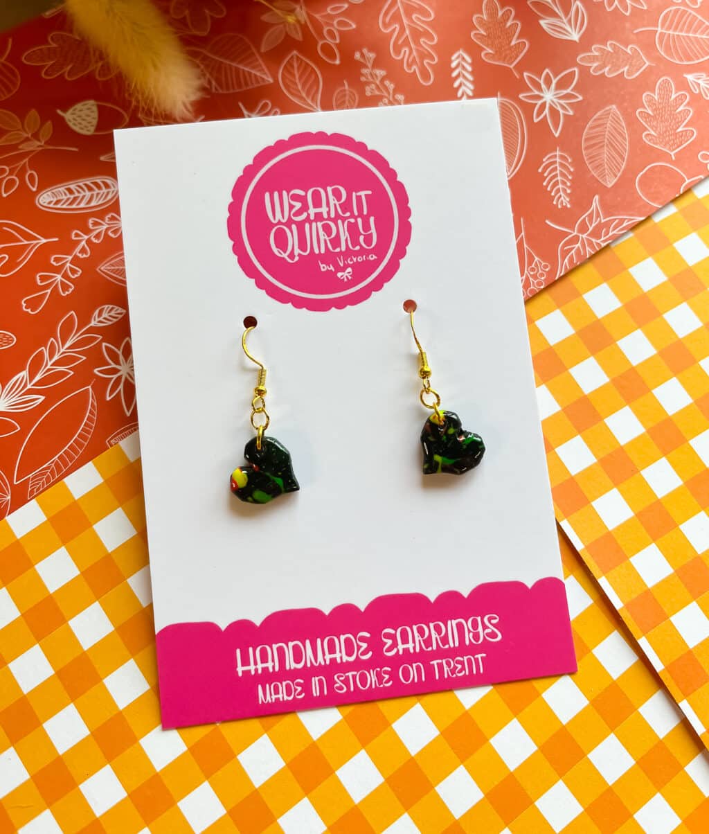 Geometric Heart Dangle Earrings