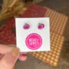 Glitter Pink Pumpkin Stud Earrings