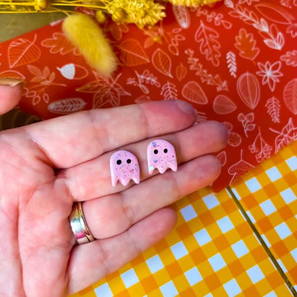 pink ghost studs mini