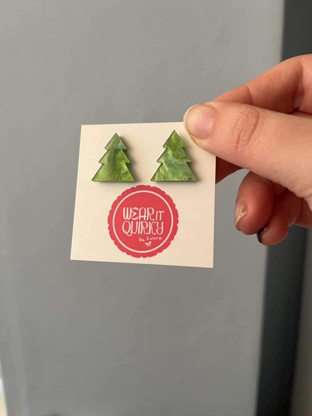 Green Christmas Tree Stud Earrings