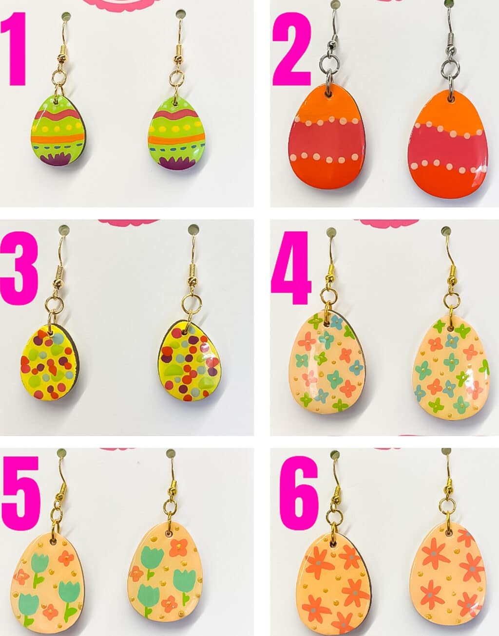 Wooden Easter Egg Dangle Earrings