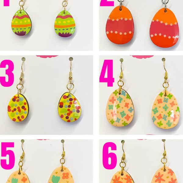 Wooden Easter Egg Dangle Earrings