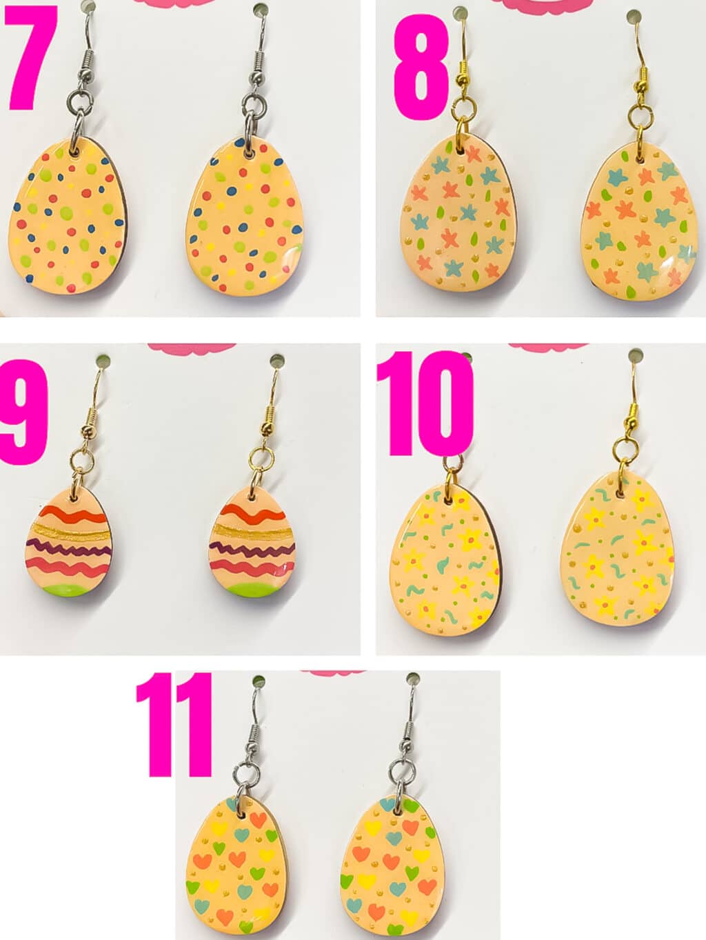 Wooden Easter Egg Dangle Earrings