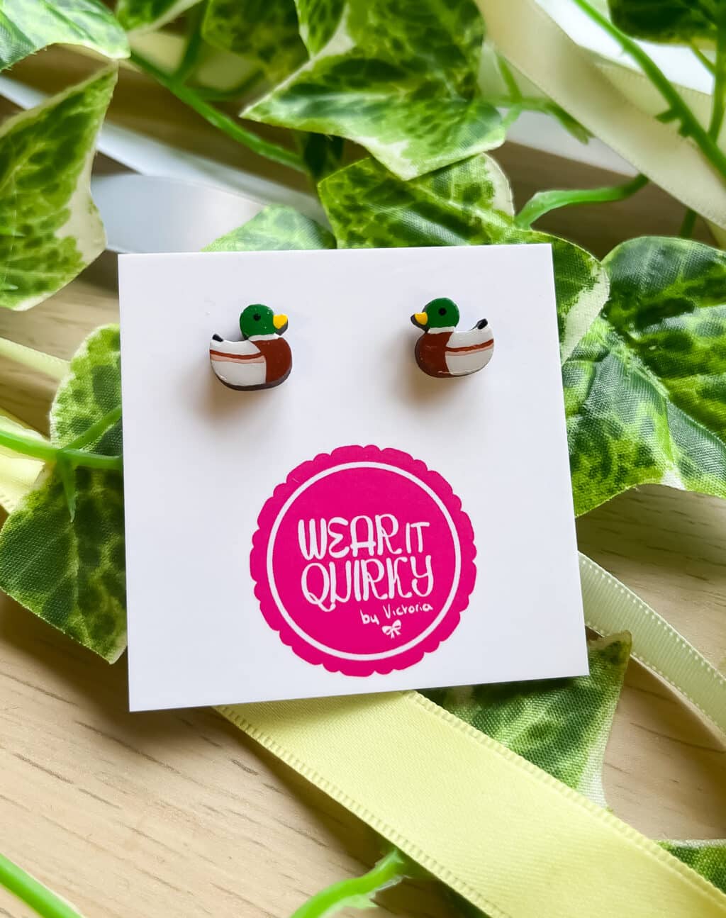 Mini Mallard Duck Stud Earrings