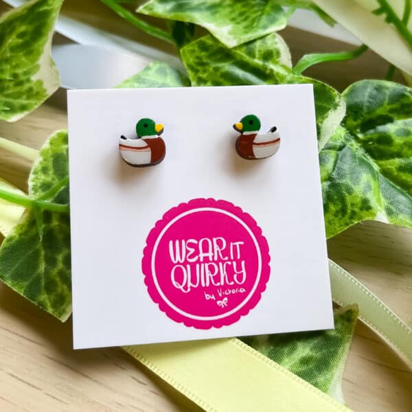 Mini Mallard Duck Stud Earrings