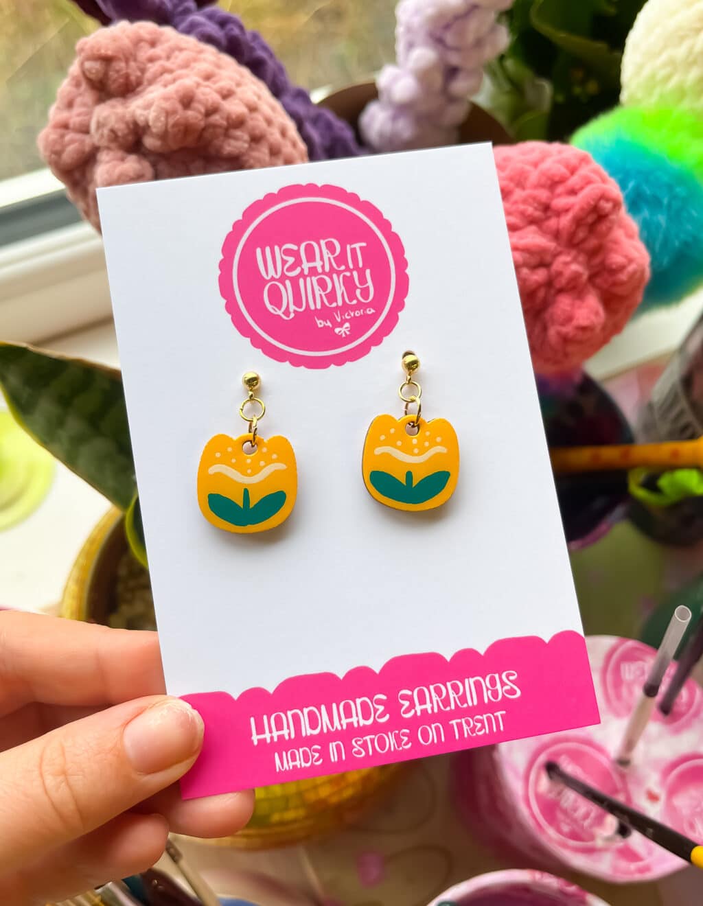 Yellow Tulip Dangle Earrings