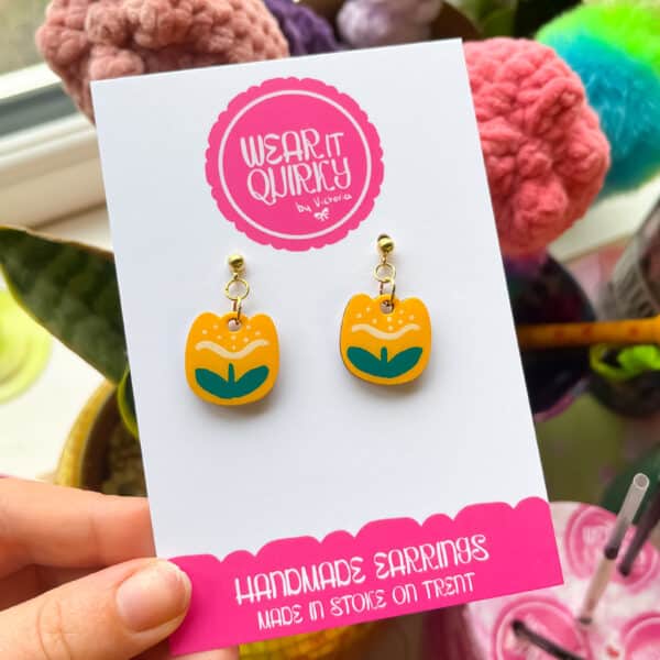 Yellow Tulip Dangle Earrings