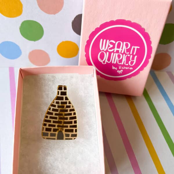 Gold Metallic Bottle Kiln Brooch