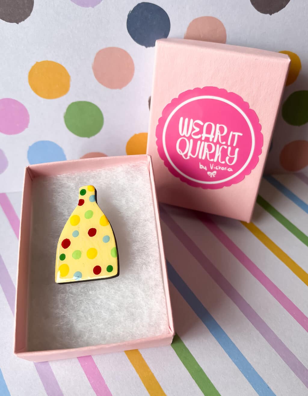 Polka Dot Bottle Kiln Brooch