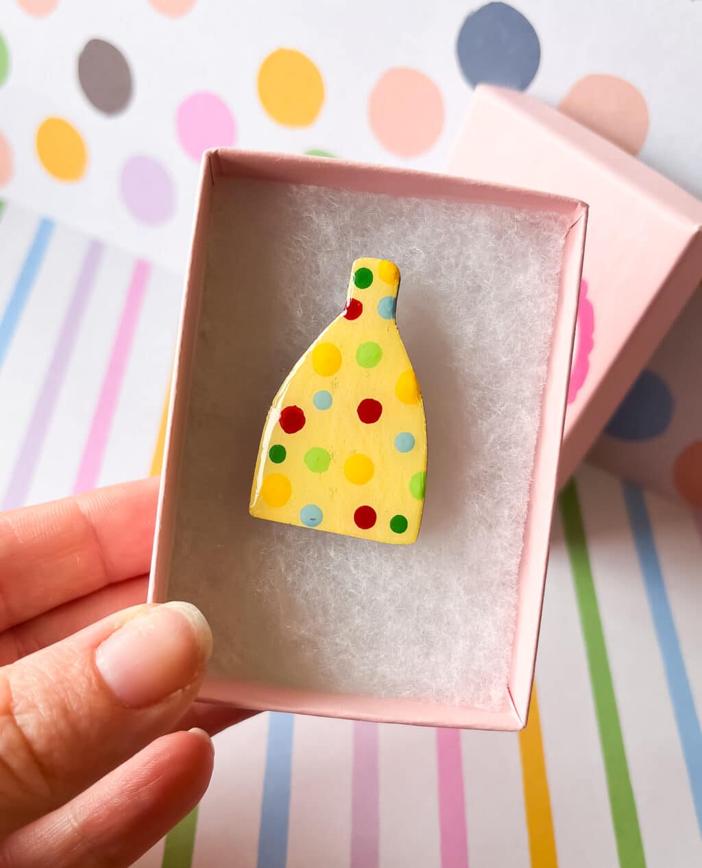 Polka Dot Bottle Kiln Brooch